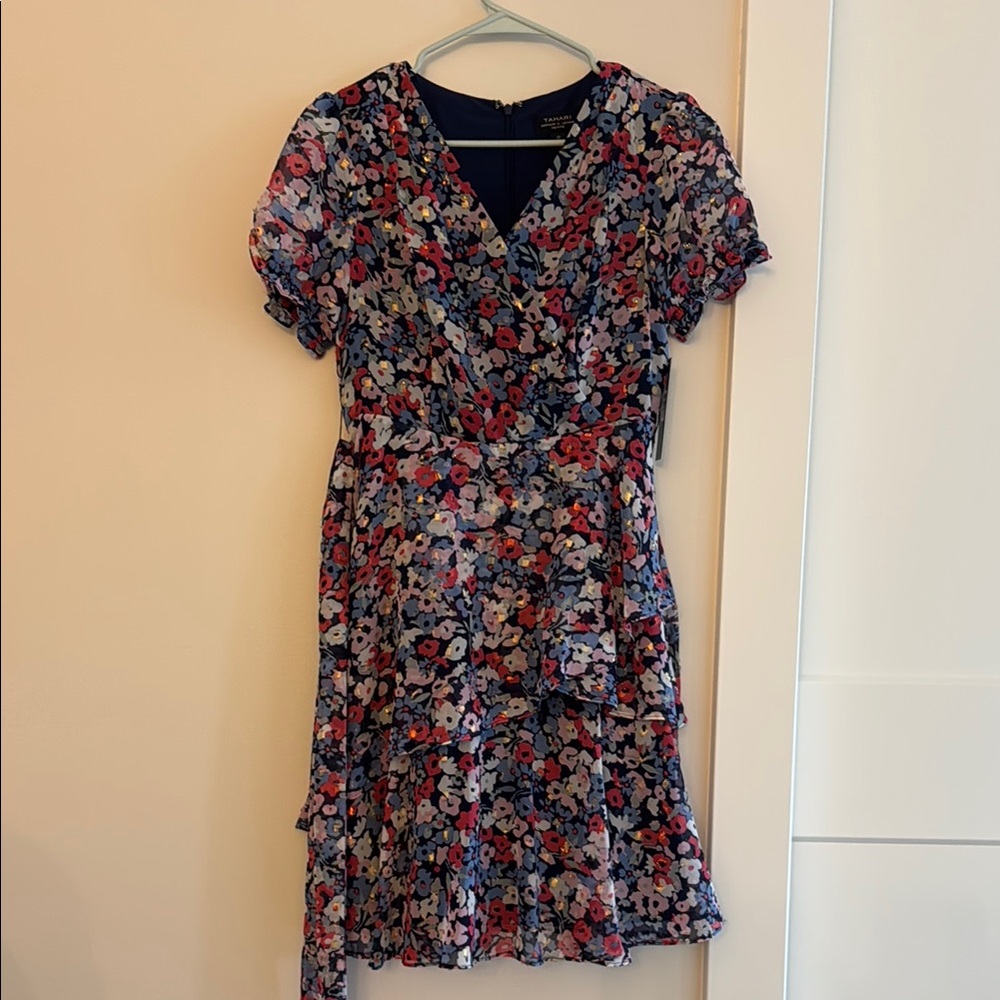 Brand new Tahari mini metallic floral dress